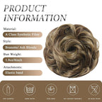 Large Messy Bun Hair Piece Curly Synthetic Extensions Scrunchies Fake Chignon Updo Hairpieces for Women Chestnut Brown Highlights
