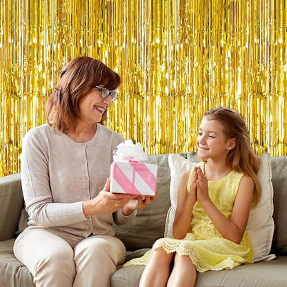 10 Pack Gold Foil Curtain Backdrop 3.2ft x 9.8ft Metallic Tinsel Foil Fringe - Image 7