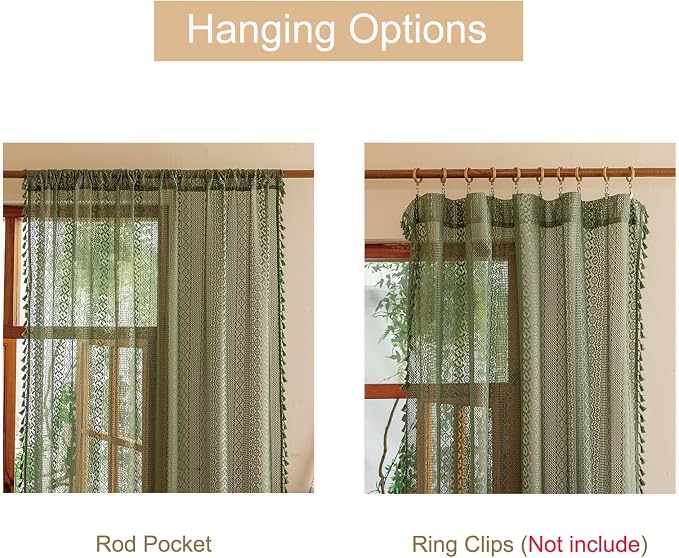 Sutuo Home Boho Lace Curtains 2 Panels 96 Inches Long - Image 5
