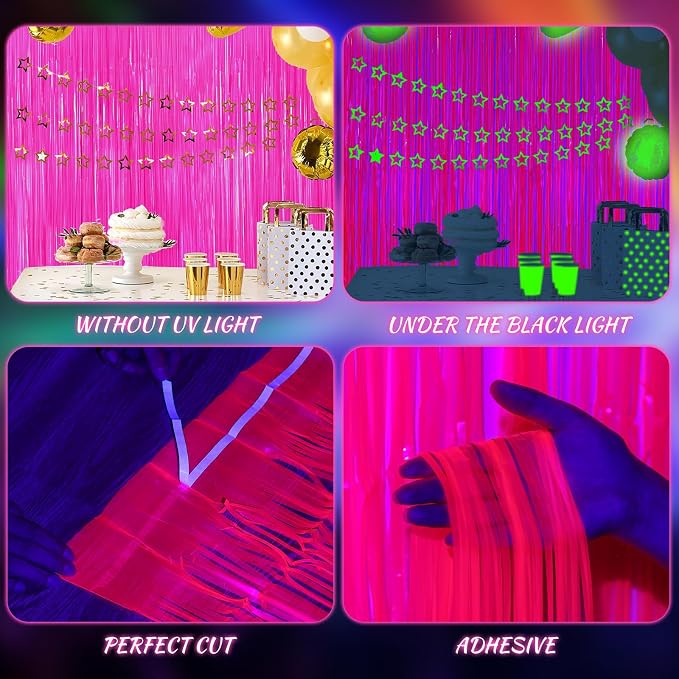 2 Pack Glow in The Dark Party Streamers, Neon Party Decorations Fluorescent - Image 3