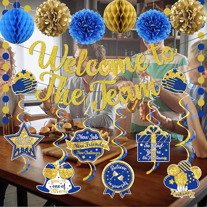 Welcome To The Team Banner Gold, Welcome Banner Circle Dots Garland Hanging - Image 4