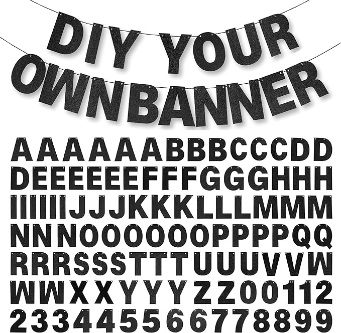 DIY Banner Kit with Letters Glitter Banner Letters Customizable Birthday by mifengda