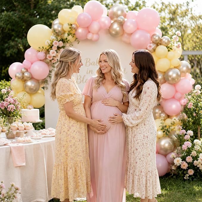 Pink Yellow Gold Balloons - Image 7