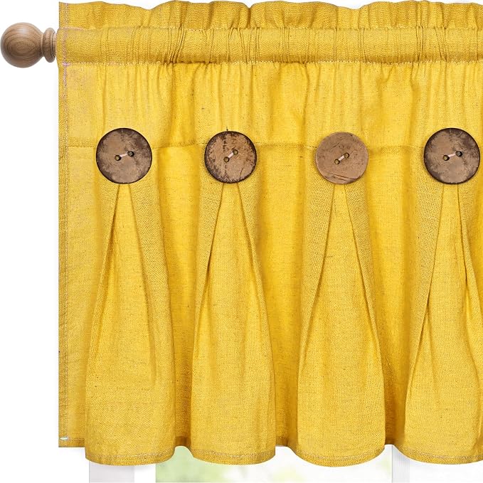 Farmhouse Valance Curtains, Boho Cotton Linen Kitchen Valance, Country Rod by FRAMICS