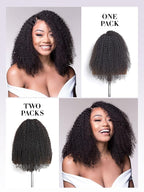 LUVME Kinky-curly Seamless 2 Pack 18inch 270g 18Pcs Clip in Hair Extensions Full Head with Remy Human Hair Extensions, Natural Black Hair for Women