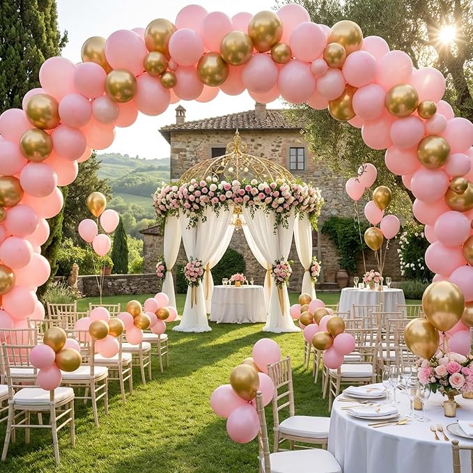 RUBFAC Pink Balloons 65pcs, 12 Inch Baby Light Pink Party Balloon - Image 7