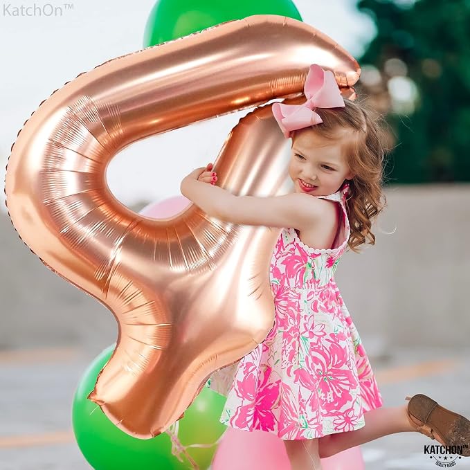 KatchOn Rose Gold Number 4 Balloons 40 Inch, 4 Birthday Decorations | Foil - Image 3