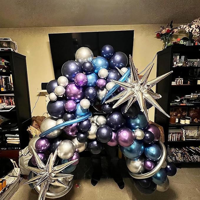 Outer Space Balloons, 12 Inches Galaxy Blue Purple Balloons - Image 7