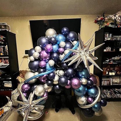 Outer Space Balloons, 12 Inches Galaxy Blue Purple Balloons - Image 7