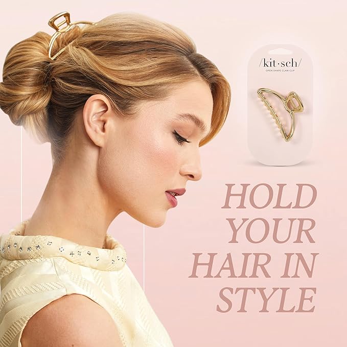 Kitsch Metal Hair Clips for Women - Durable & Elegant Metal Claw Clips, Perfect for Everyday Use & Special Occasions | Ideal Gifts for Women - Gold, 1 Pc