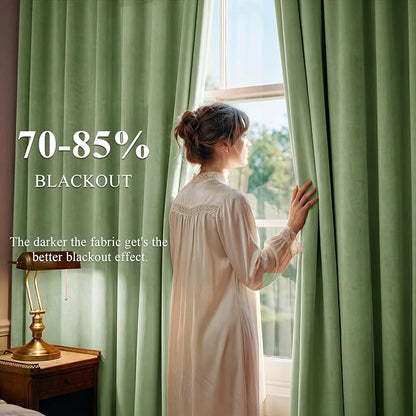 Retro Green Velvet Curtains - Image 3