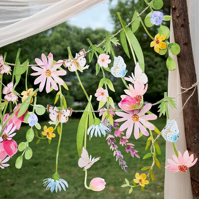 Wildflower Party Decorations Butterfly Flower Banner Butterfly Garland 9ft | - Image 6