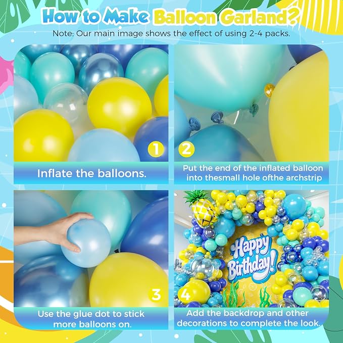 160pcs Cartoon Sponge Balloons Garland Arch Kit, Birthday Decorations Yellow - Image 3