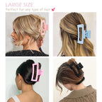 Large Hair Claw Clips 12 Pack, Flower Hair Clips for Thin Hair, Big Square Matte Strong hold for Thick Hair, 3 Styles Hair Clips for Women Thick Hair