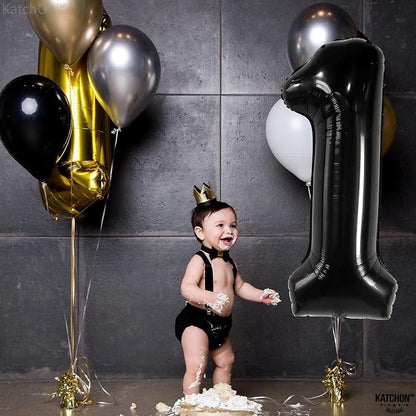 KatchOn Black Number 1 Balloon 40 Inch, Happy Birthday Balloon | Large Mylar - Image 5