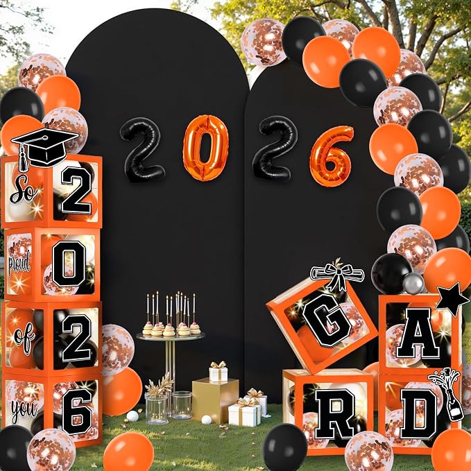 2026 Graduation Balloon Boxes Decorations – Clear Balloon Box Stack - Image 4