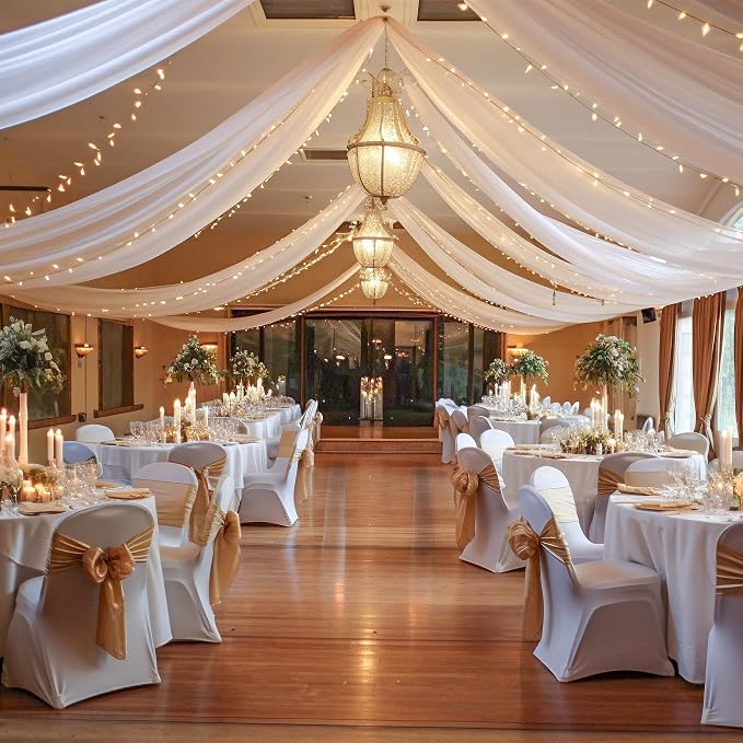 6 Panels White Ceiling Drapes - Image 6