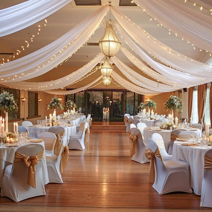 6 Panels White Ceiling Drapes - Image 6