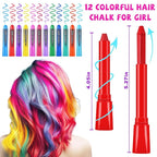 Hair Chalk for Girls Washable, 12-Color Temporary Hair Chalk for Girls Gifts for Dark Hair, Hair Dye Marker Gifts for Teen Girls Kids Age 5 6 7 8 9 10 11 12 13 Years Old for Christmas Birthday