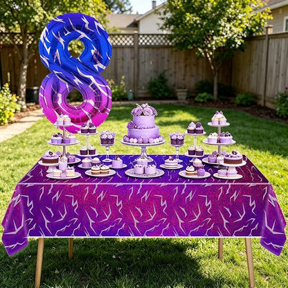 2pcs Purple Demon 54''x108'' Birthday Tablecloth and 40 Inches Number 8 Hunters - Image 5