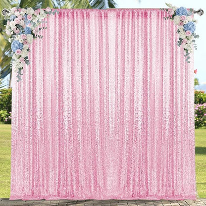 4×8FT Pink Sequin Backdrop Curtain, Photography Backdrop Glitter Curtains - Image 2