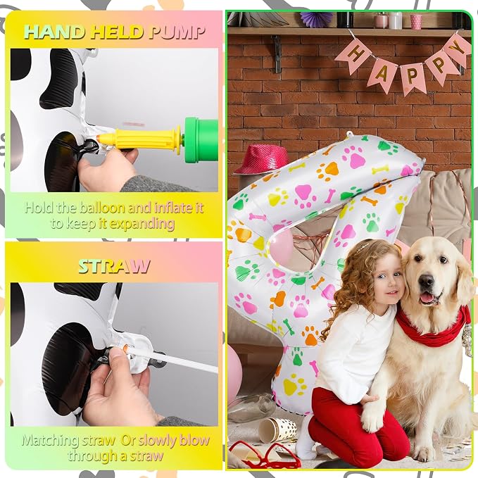 40 Inch Multi-color Dog Paw Balloons, Numeral 4 Birthday Balloons - Image 4