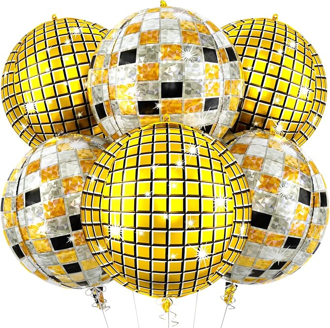 6pcs 22 Inch Multicolor Disco Ball Balloons by Paready
