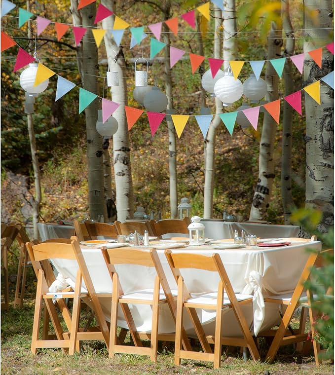 Hestya 24 Pieces 15.7 Feet Colorful Pennant Flag Banner Imitated Burlap Bunting - Image 6
