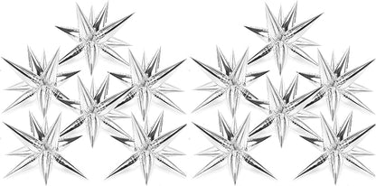 LovesTown 72PCS Silver Starburst Balloons, Foil Balloons Magic Star Spike by Lovestown
