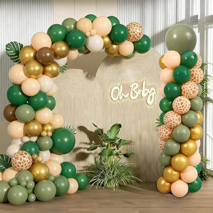 Green and Gold Balloon Column Stand Kit Set of 2, Safari Jungle Baby Shower - Image 2