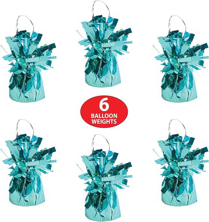 Beistle Metallic Wrapped Balloon Weight – 6 Pack, Light Blue Balloon - Image 4