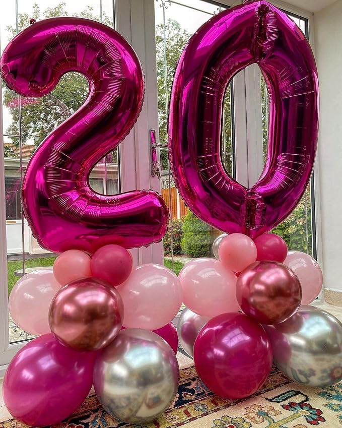 40 Inch Hot Pink 20 Number Balloons Giant 20 Balloons Hot Pink Birthday 20 - Image 4