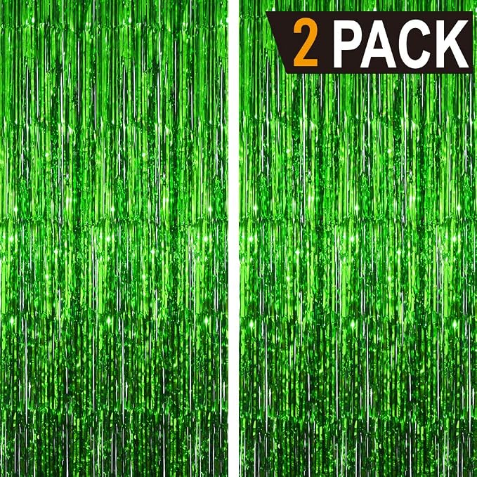 GOER 3.2 ft x 9.8 ft Metallic Tinsel Foil Fringe Curtains Party Photo Backdrop - Image 2