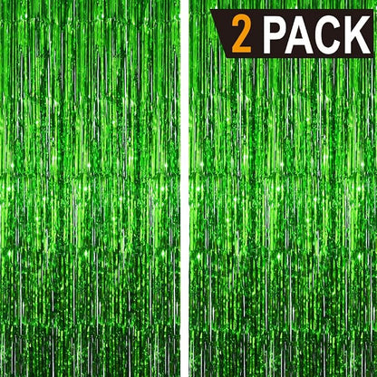 GOER 3.2 ft x 9.8 ft Metallic Tinsel Foil Fringe Curtains Party Photo Backdrop - Image 2