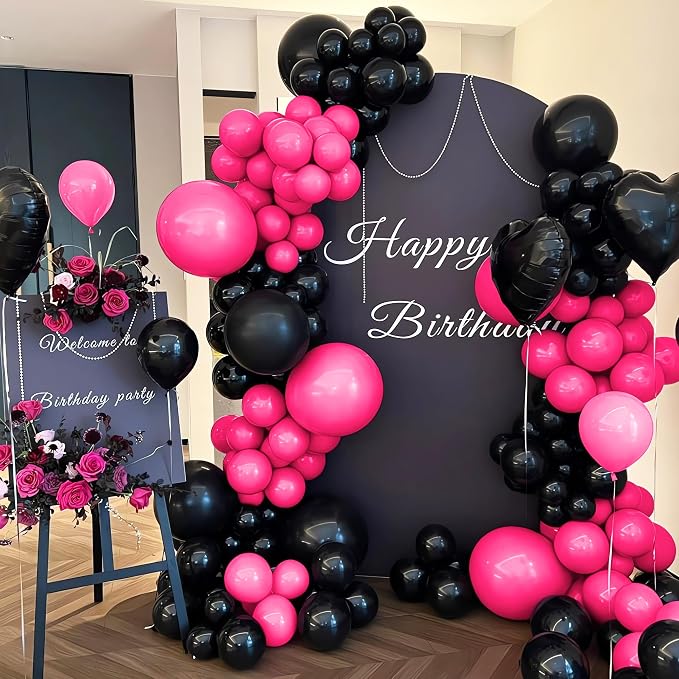 200 Pieces Hot Pink Balloons Different Sizes Hot Pink Magenta Balloon Garland - Image 7