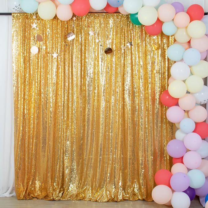 ShinyBeauty Gold Sequin Backdrop 5FTx7FT Photo Backdrop Shimmer Wall Sparkle - Image 2