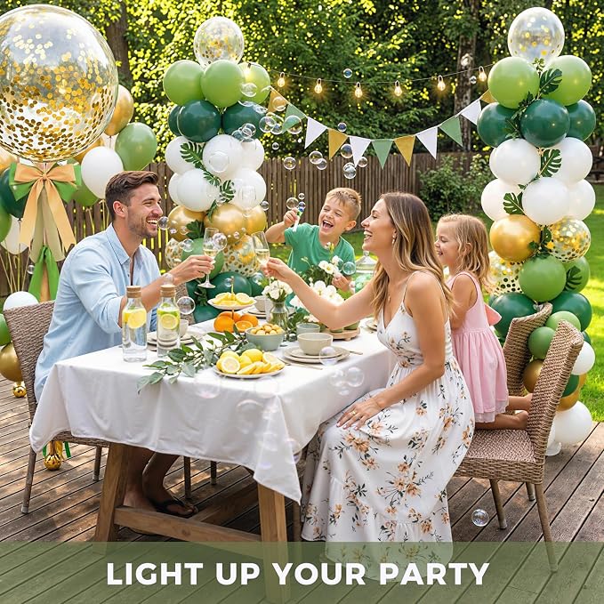 LovesTown Sage Green Gold and White Balloons - Image 3