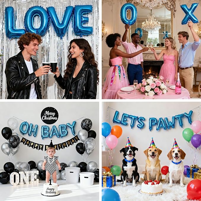 62 Pcs Blue Letter Balloons, Custom 2 Set A-Z Set - Image 6