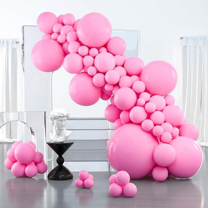 PartyWoo Pink Balloons 127pcs Matte Pink Color 36 18 12 10 5 Inch | 36 18 12 10 by PartyWoo