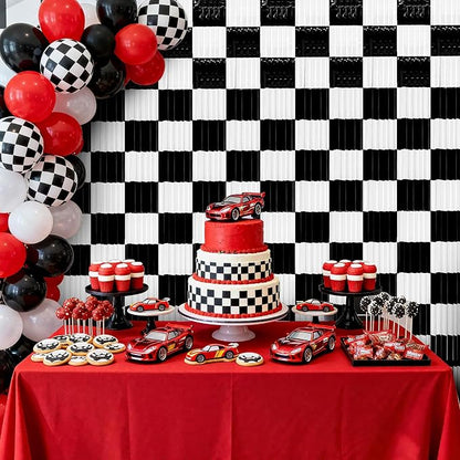 2 Packs Race Car Foil Fringe Curtain, Baby Shower, Racing Car Truck One Happy - Image 4