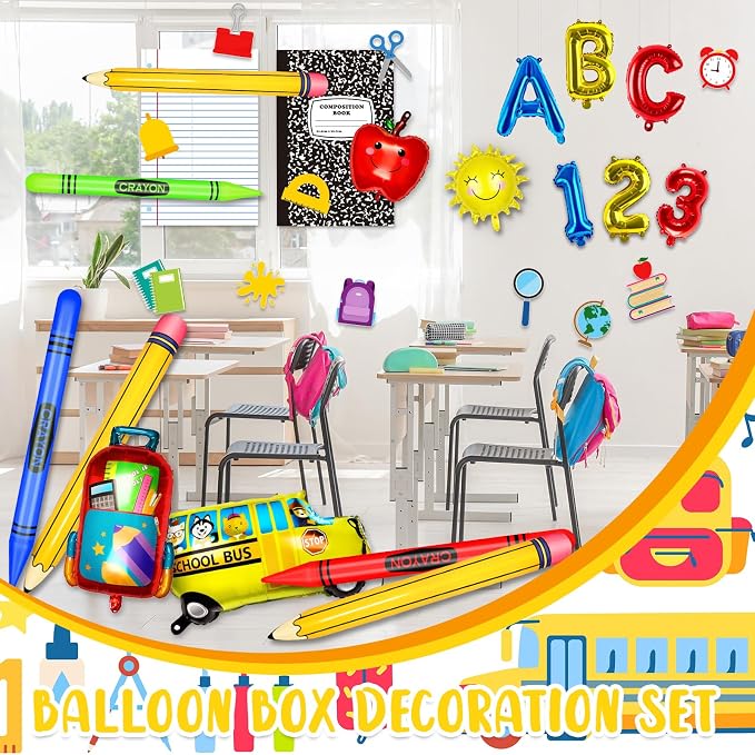 23 Pcs Welcome Back to School Balloons Arch Kit Pencil Crayon Balloon ABC 123 - Image 7