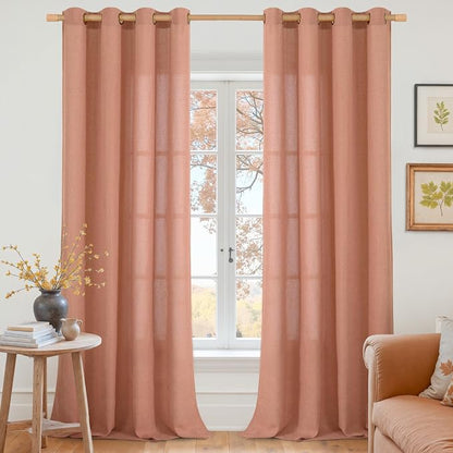 YoungsTex Terracotta Linen Curtains 108 Inch Length by YoungsTex