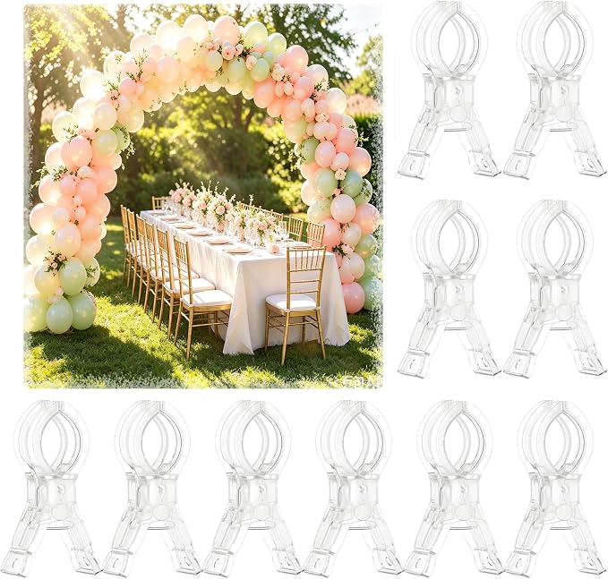 12 Pack Balloon Arch Clips, 3.5 Inch Clear Spring Clamps by Unknown