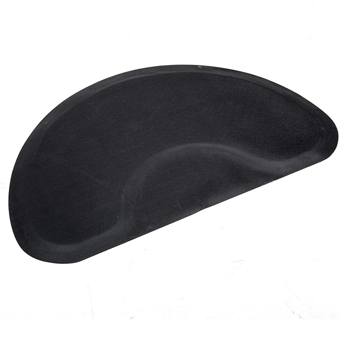 BarberPub 3 x 5 Feet Salon Floor Mat Anti Fatigue Barber Shop Chair Floor Mat for Hair Stylist Semicircle 1/2'' Thick 0020 (Black)