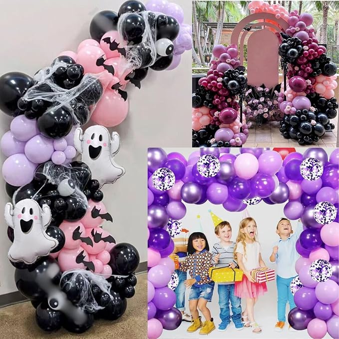 Purple Pink Balloons 12 Inch Purple Pink Black Balloons 35 Pcs Mermaid - Image 6