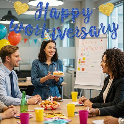 Blue Glitter Happy Workiversary Banner - Image 5