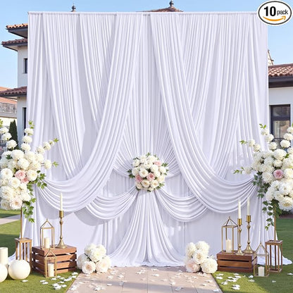 50ft×12ft Wrinkle Free White Backdrop Curtain by ENJOYYOURPARTY