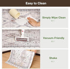 Floor Mat for Home 4×6ft, Easy Clean Plastic Rug-Like Pattern Area Mat for Living Room, Waterproof Vinyl Area Rug for Under Kitchen Table, No Slip Soft Vintage Rug for High Traffic Area (White)