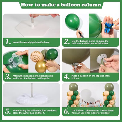 Green and Gold Balloon Column Stand Kit Set of 2, Safari Jungle Baby Shower - Image 5