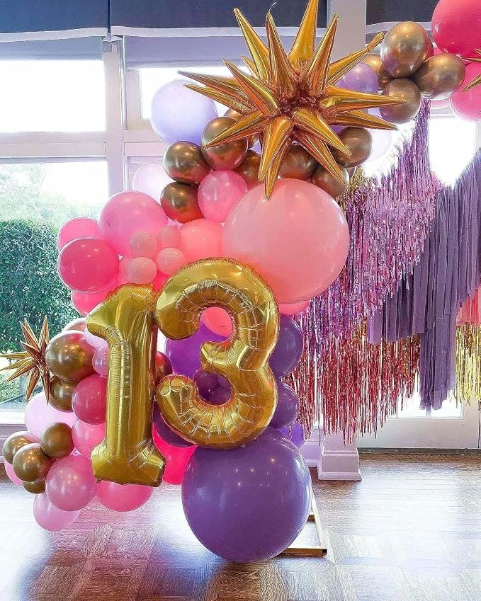 Gold 14 Number Balloons, 40 Inch Giant Number 14 Balloons Foil Mylar Helium - Image 4